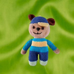 Ourson bleu et jaune avec casquette bleue