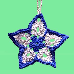 Etoile argentée au bord bleu