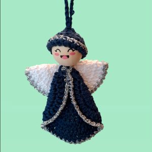 Petit ange bleu marine et argent