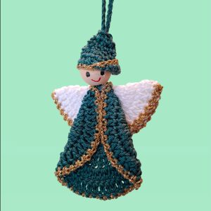 Petit ange vert foncé et doré