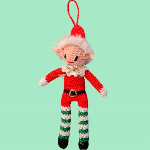 Lutin au crochet avec bonnet rouge